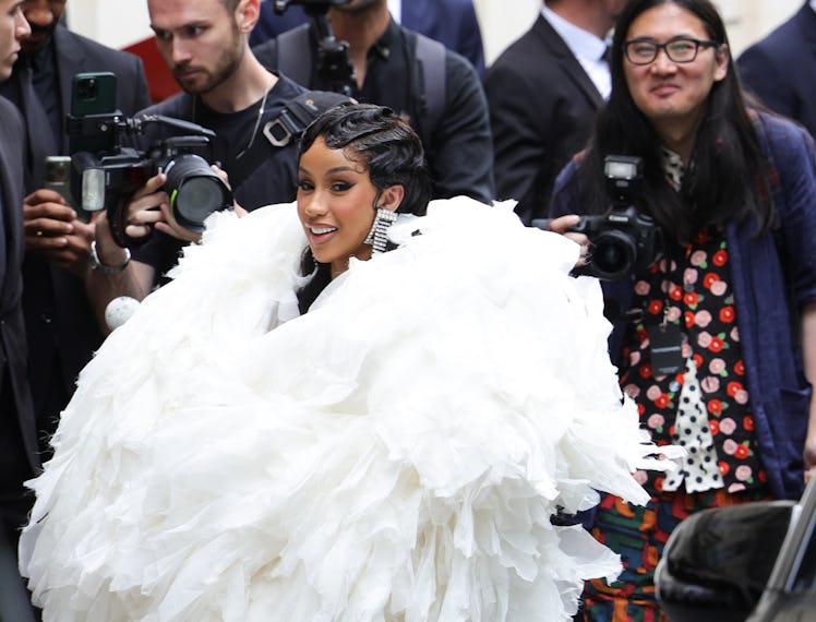 PARIS, FRANCE - JULY 05: Cardi B attends the Balenciaga Haute Couture Fall/Winter 2023/2024 show as ...