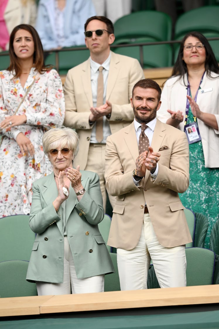 Sandra Beckham and David Beckham attend day three of the Wimbledon Tennis 