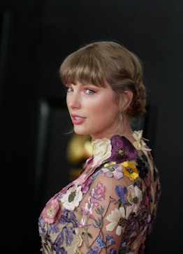 Taylor Swift low braided buns at Grammys 2021