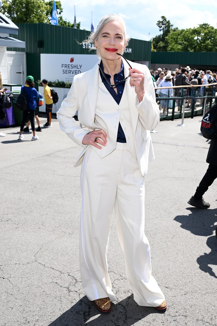 Elizabeth McGovern attends day three of the Wimbledon Tennis Championships 