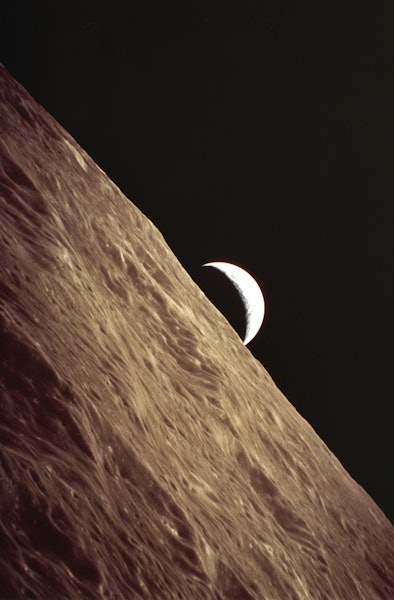 Crescent Earth With Lunar Farside In Foreground, Taken By Apollo 17 Astronauts. (Photo by Education ...