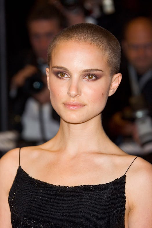 Natalie Portman buzzcut shaved head Cannes 2005