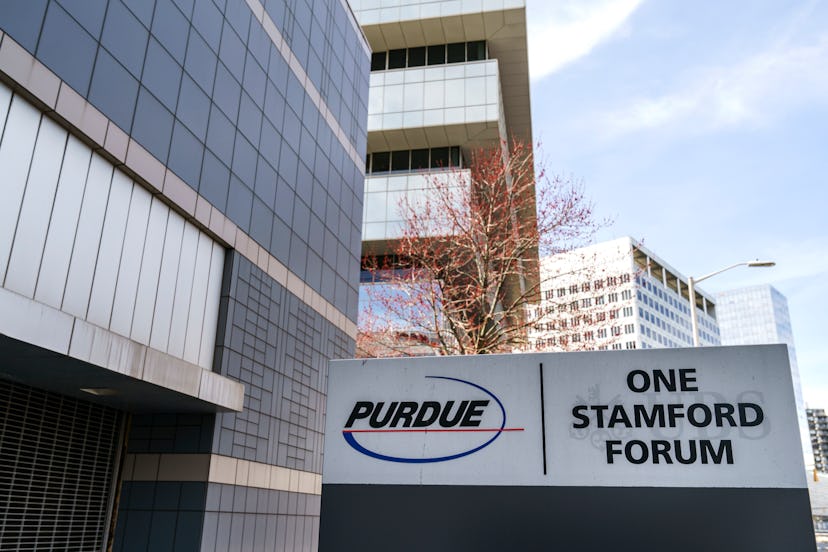 STAMFORD, CT - APRIL 2: Purdue Pharma headquarters stands in downtown Stamford, April 2, 2019 in Sta...