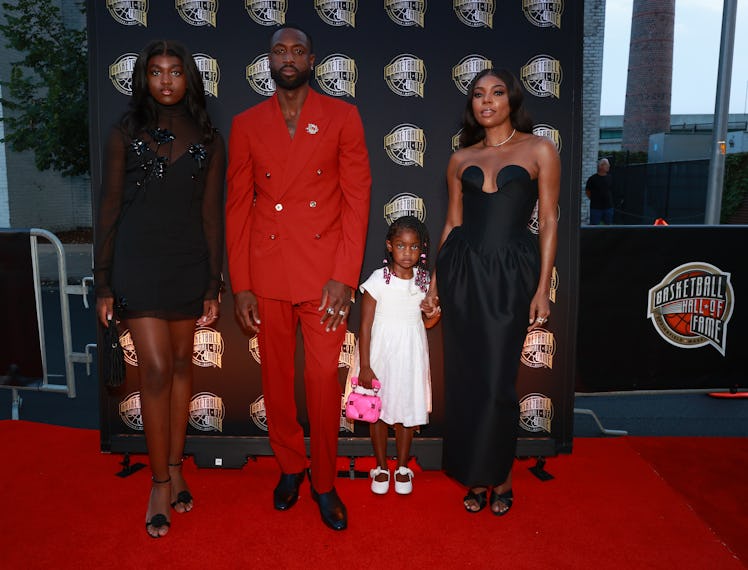 Zaya Wade, 2023 inductee Dwyane Wade, Kaavia James Wade and Gabrielle Union attend the 2023 Naismith...