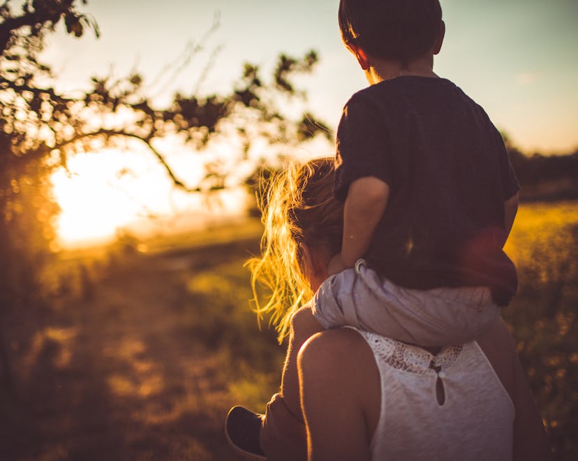 Photo of mother and her 5 year old boy spending time together before the start of kindergarten.