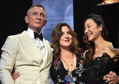 BEVERLY HILLS, CALIFORNIA - SEPTEMBER 21: (L-R) Daniel Craig, Barbara Broccoli and Michelle Yeoh ons...