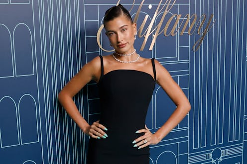 Hailey Bieber wears a black dress to attend the reopening of The Landmark at Tiffany & Co.