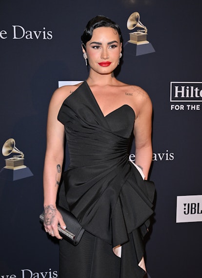 BEVERLY HILLS, CALIFORNIA - FEBRUARY 04: (FOR EDITORIAL USE ONLY) Demi Lovato attends the Pre-GRAMMY...