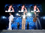 NEW YORK, NEW YORK - AUGUST 12: (L-R) Nick Jonas, Joe Jonas, and Kevin Jonas perform onstage during ...