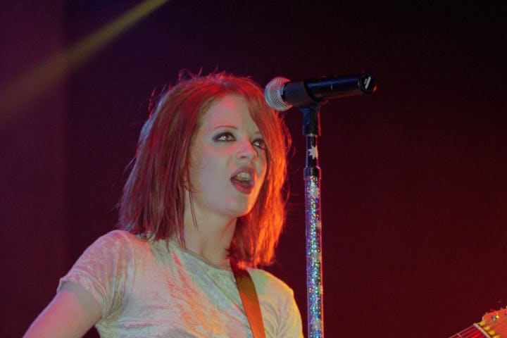 Scottish singer and musician Shirley Manson performs live on stage with American rock group Garbage ...