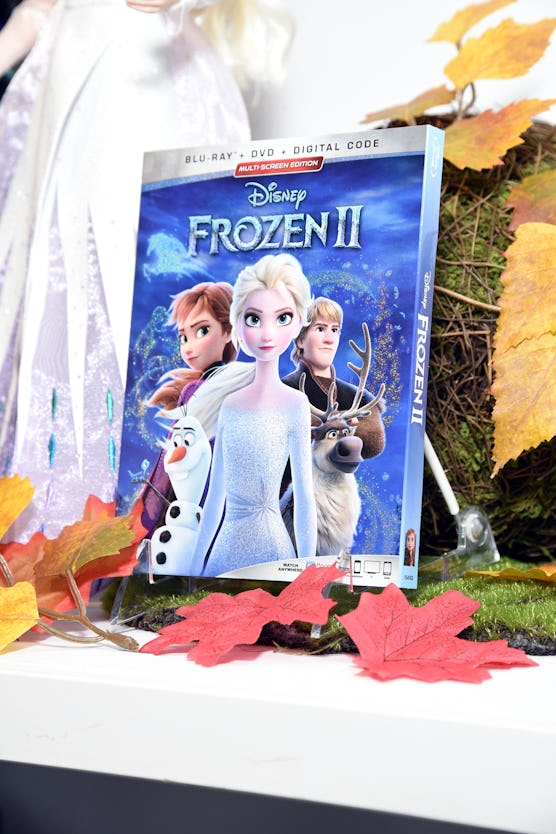 LOS ANGELES, CALIFORNIA - FEBRUARY 25:  Blu-Ray of the Disney film "Frozen 2" at a new Disney "Froze...