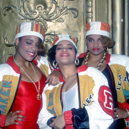 Salt-N-Pepa and their DJ Spinderella pose for a portrait in 1988.
