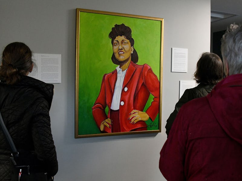 A painting of Henrietta Lacks hangs in the entryway of the Henrietta Lacks Community Center at Lyon ...