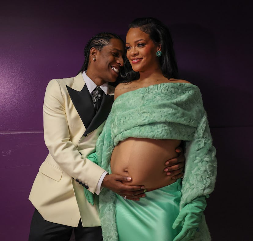 HOLLYWOOD, CA - MARCH 12: ASAP Rocky and Rihanna backstage at the 95th Academy Awards at the Dolby T...