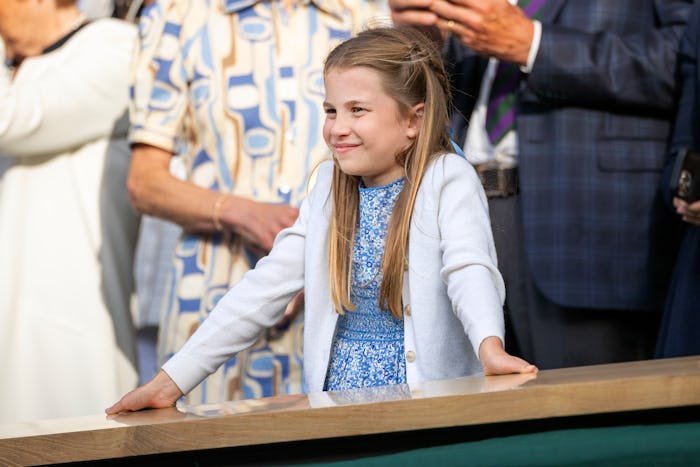 LONDON, ENGLAND - JULY 16.  Princess Charlotte watching the trophy presentations after the Gentlemen...