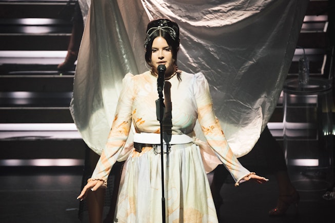 PARIS, FRANCE - JULY 10: Lana Del Rey performs on stage at L'Olympia on July 10, 2023 in Paris, Fran...