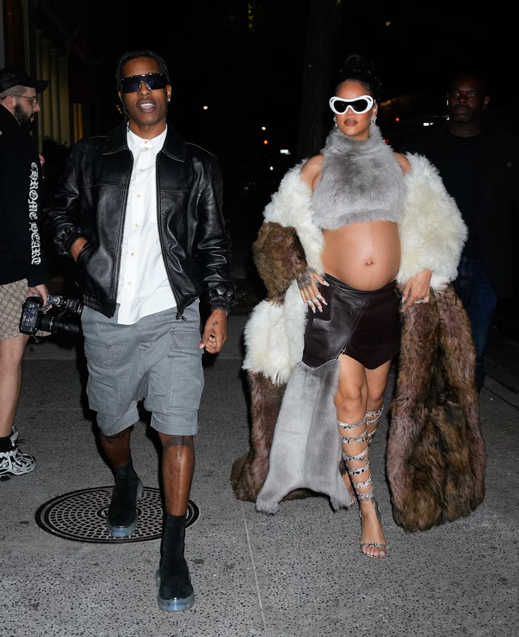 NEW YORK, NEW YORK - MAY 05: Rihanna and ASAP Rocky out and about on May 05, 2023 in New York City. ...