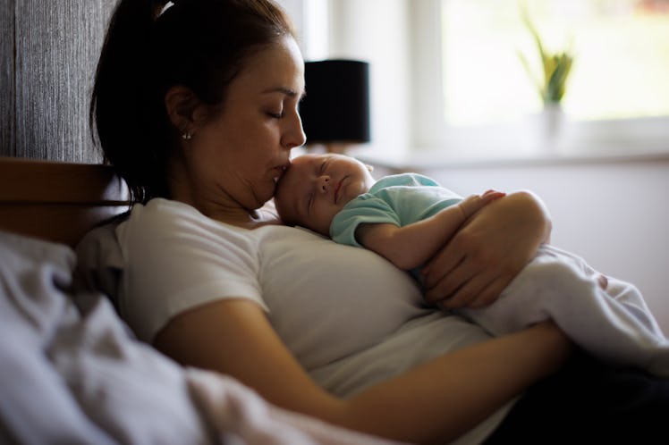Sleeping baby and mother