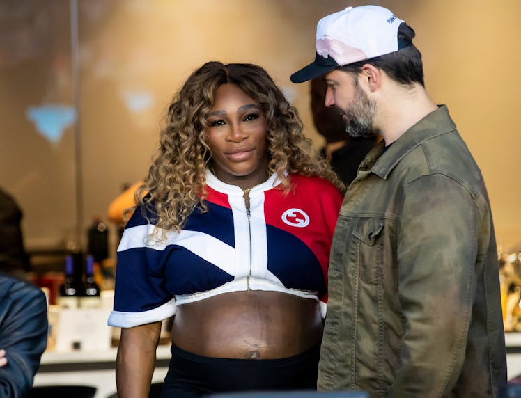 Serena Williams and husband Alexis Ohanian prior to the Leagues Cup match between Cruz Azul and Inte...