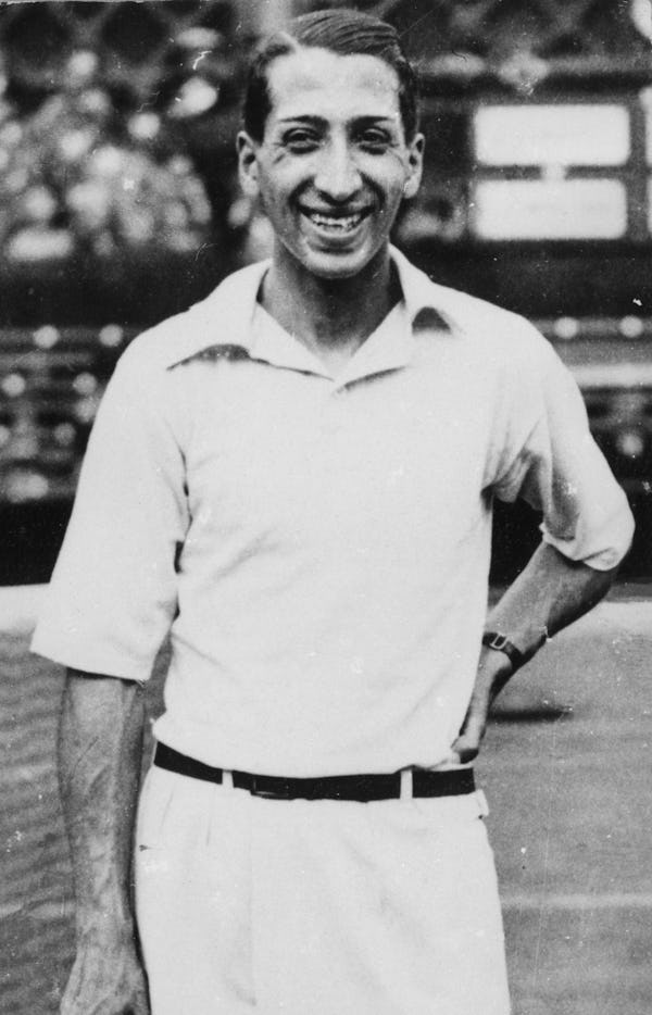 circa 1925:  French tennis player Rene Lacoste at Wimbledon