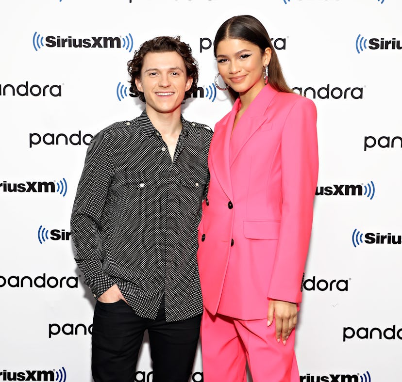 NEW YORK, NEW YORK - DECEMBER 10: Tom Holland and Zendaya attend SiriusXM's Town Hall with the cast ...