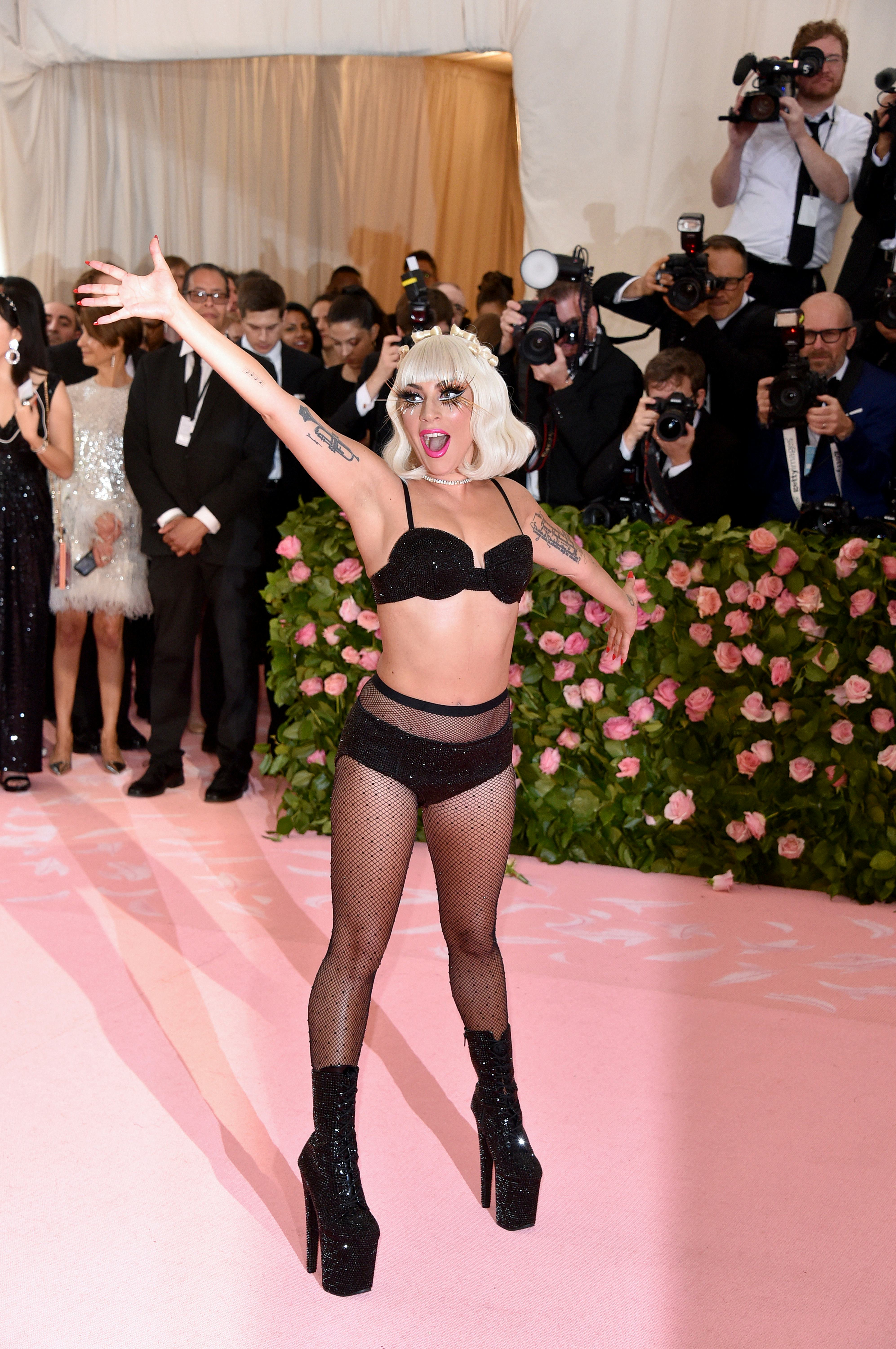 Lady Gaga attends The 2019 Met Gala in underwear.