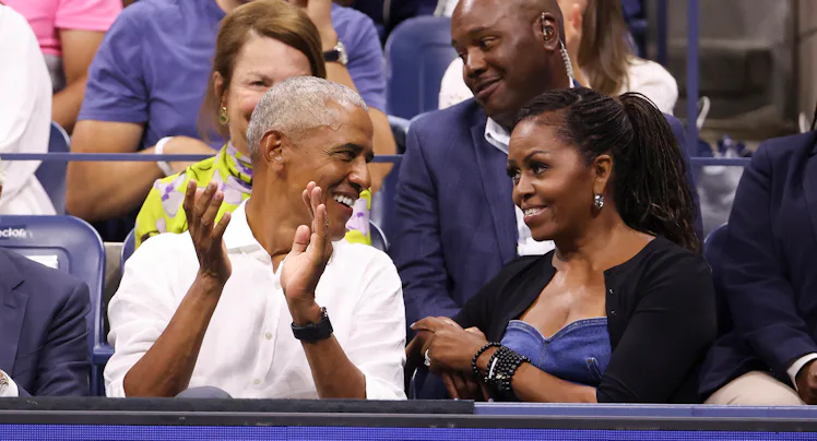 Former President of the United States Barack Obama and former First Lady Michelle Obama attend the m...