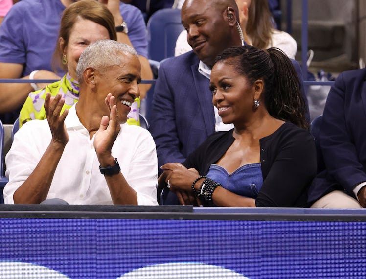 Former President of the United States Barack Obama and former First Lady Michelle Obama attend the m...