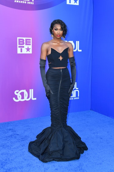 Coco Jones arrives to the 2022 Soul Train Music Awards at the Orleans Arena.