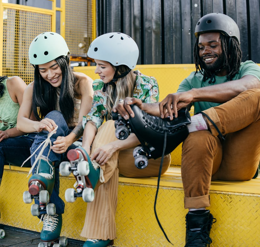 a group of friends goes rollerblading together, an activity they tried based on their zodiac signs