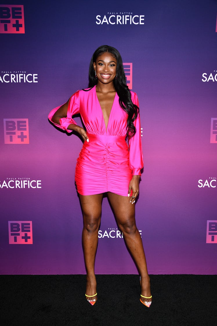 Coco Jones attends the premiere for the new BET+ original series 'Sacrifice' on November 09, 2021.