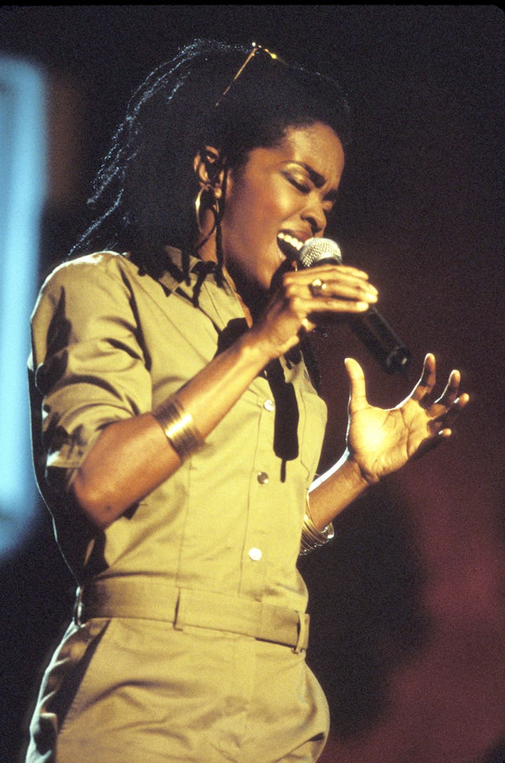 Lauryn Hill during TNT Bob Marley All Star Tribute at James Bond Beach in Oracabeca Beach, Jamaica, ...