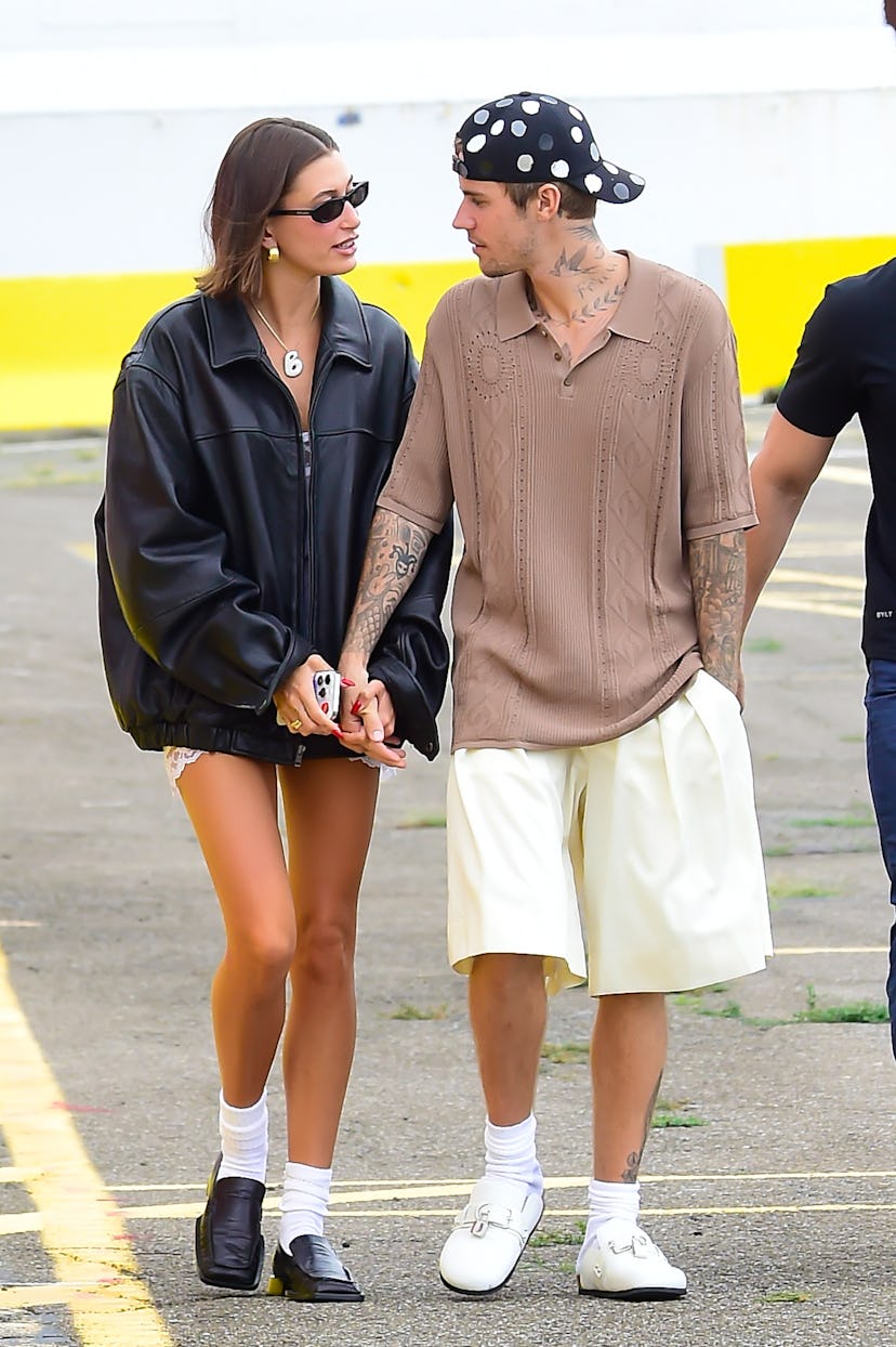 Hailey Bieber and Justin Bieber are seen on August 29, 2023 in New York City.