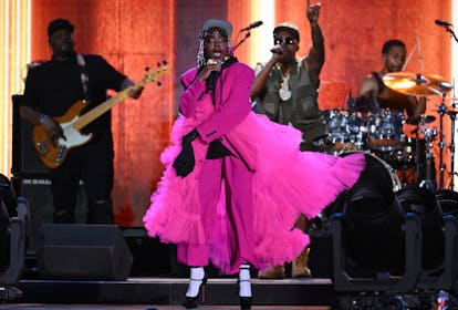 US singer/songwriter Lauryn Hill performs during the Hip Hop 50 Live concert, marking the 50th anniv...