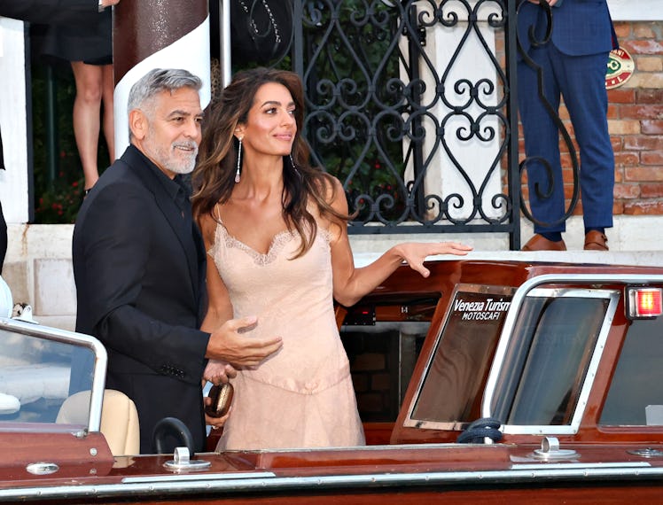 George Clooney and Amal Clooney are seen on August 31, 2023 in Venice, Italy.