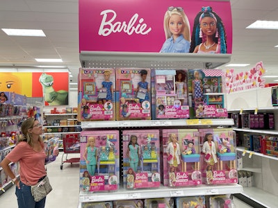 SAN RAFAEL, CALIFORNIA - JULY 25: A customer shops for Barbie merchandise at a Target store on July ...