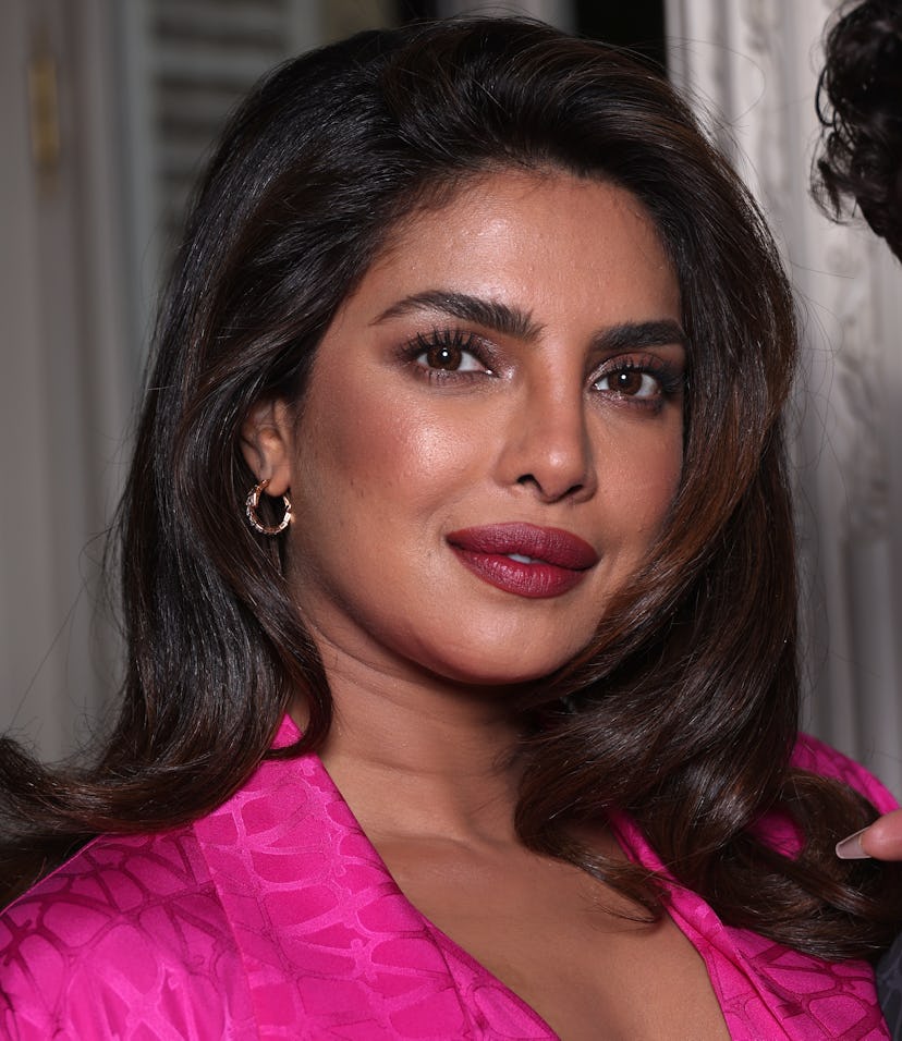 Priyanka Chopra dark pink lipstick at Valentino 2022