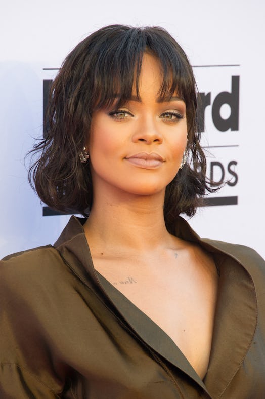 Rihanna long wispy curtain bangs