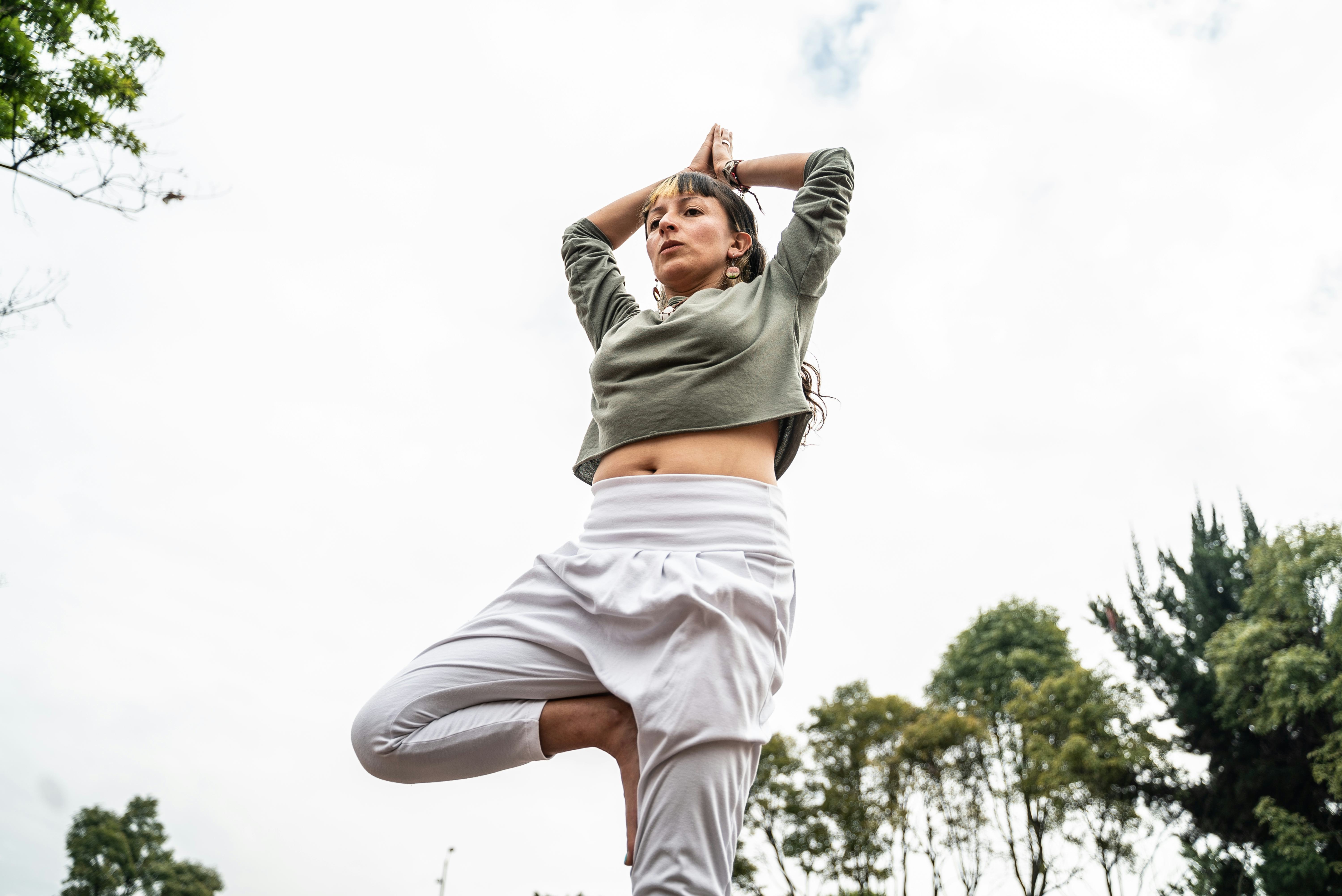 Try tree pose to balance your crown chakra.