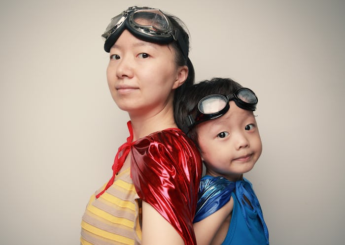 cute mother son costume idea as superheroes