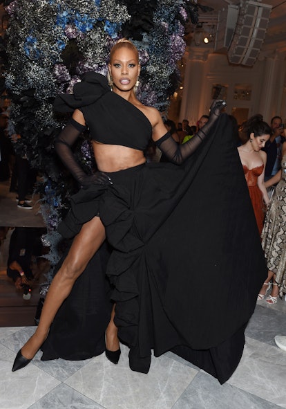 Laverne Cox at the Christian Siriano Spring 2024 Ready To Wear Fashion Show at the Pierre Hotel on S...