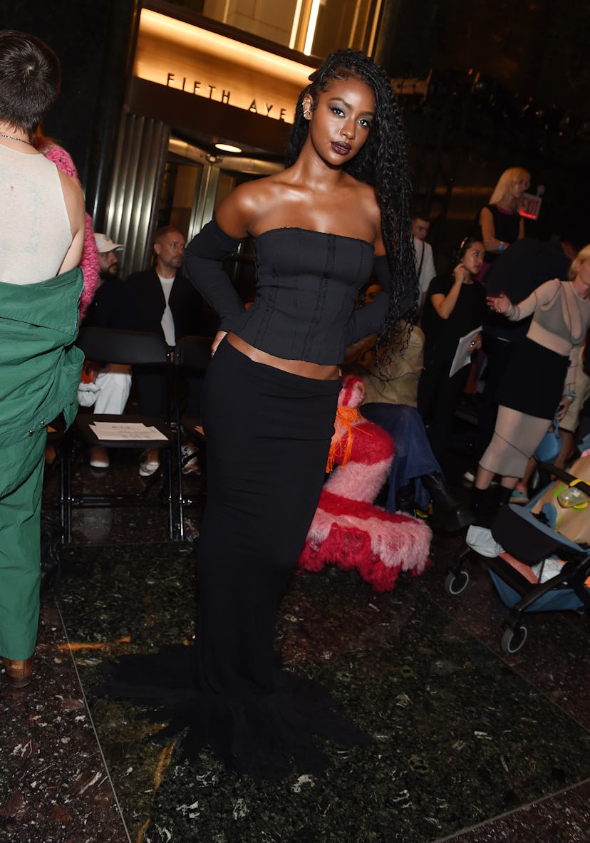 Justine Skye at Eckhaus Latta Spring 2024 Ready To Wear Runway Show on September 9, 2023 in New York...