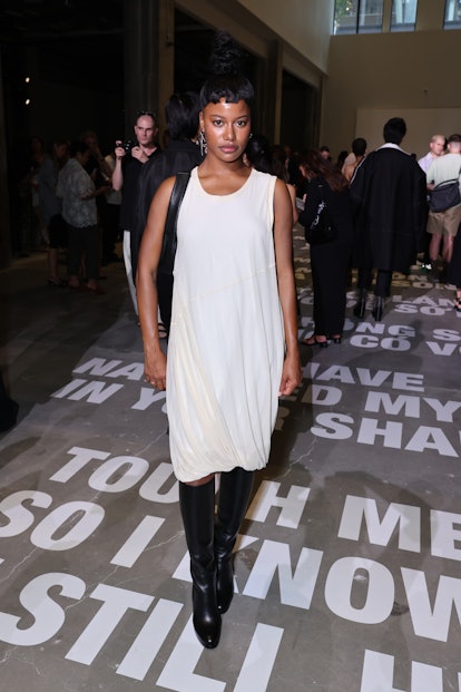 NEW YORK, NEW YORK - SEPTEMBER 08: Taylour Paige attends the Helmut Lang fashion show during New Yor...