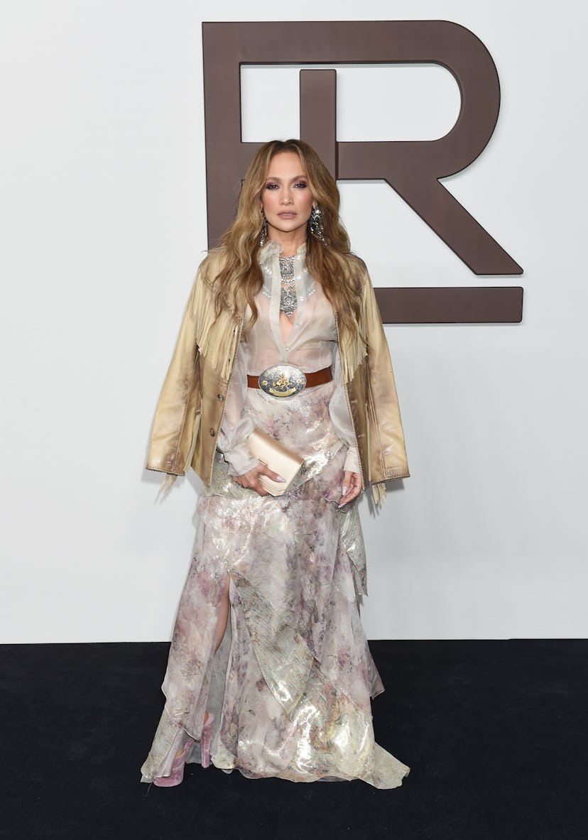 Jennifer Lopez at the Ralph Lauren Spring 2024 Ready To Wear Fashion Show at the Brooklyn Navy Yard ...