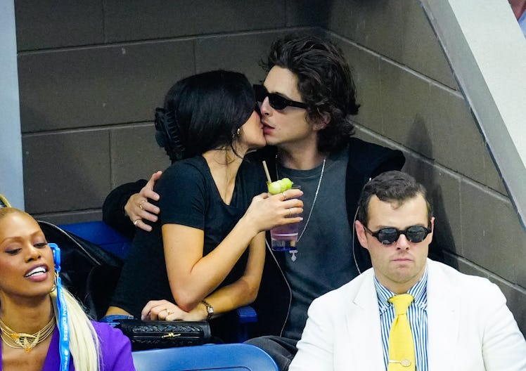 Kylie Jenner and Timothée Chalamet are seen at the Final game with Novak Djokovic vs. Daniil Medvede...