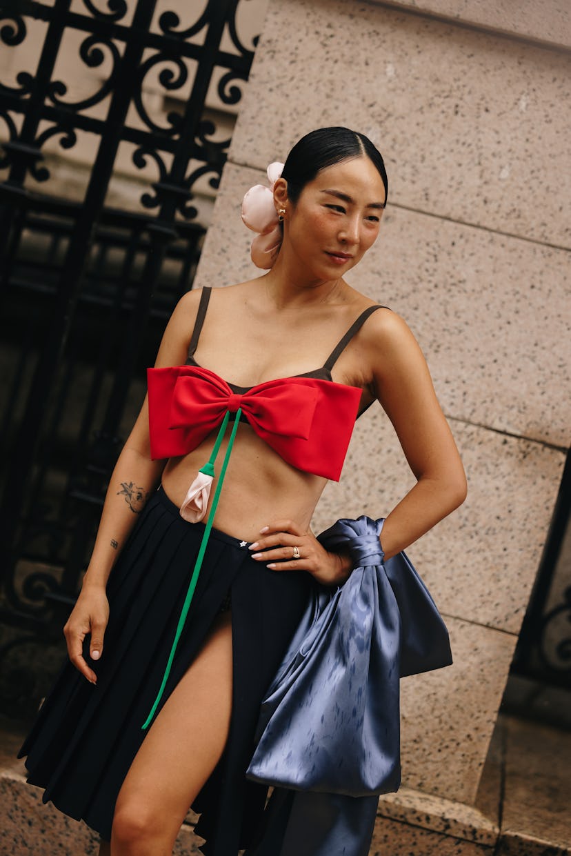 Greta Lee at the Spring 2024 New York Fashion Week Runway shows on September 10, 2023 in New York, N...