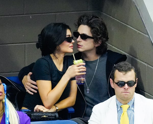Kylie Jenner claw clip hair kiss with Timothee Chalamet at US Open 2023