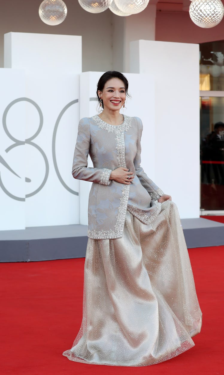 Shu Qi attends a red carpet ahead of the closing ceremony at the 80th Venice International Film Fest...