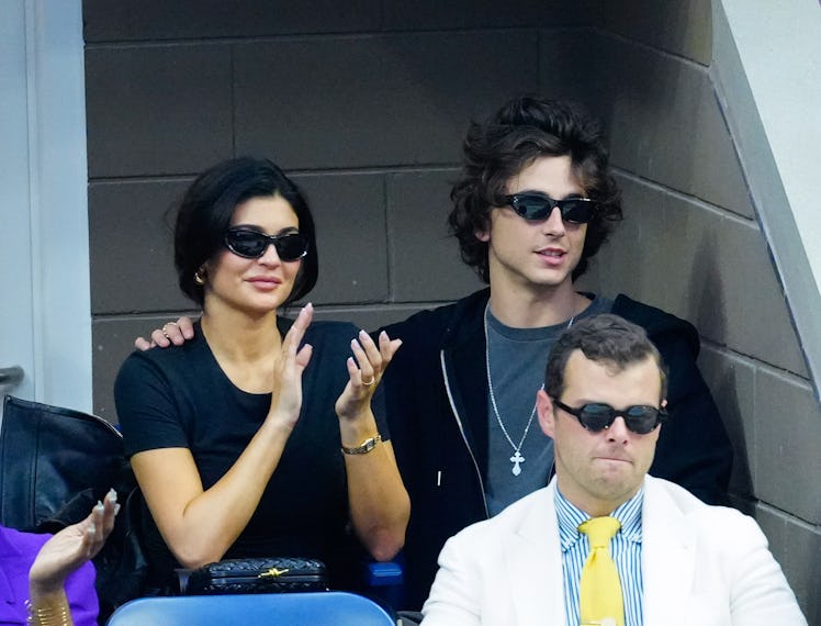 Kylie Jenner and Timothée Chalamet are seen at the Final game with Novak Djokovic vs. Daniil Medvede...
