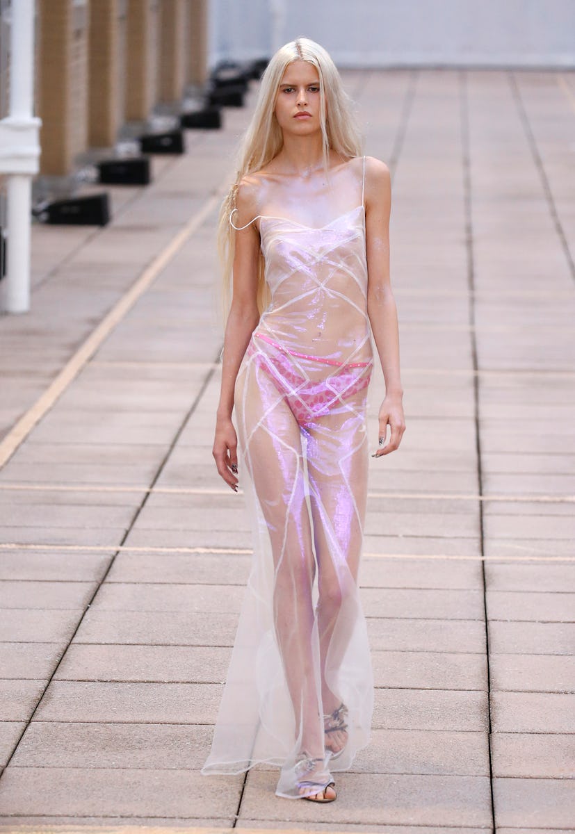 A model walks the runway wearing PRISCAVera during New York Fashion Week 2023. 